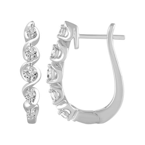 1/2 Ct. T.w. Lab-grown Diamond Hoop Earrings - Novello In 14kt White Gold