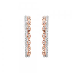 0.52 Ct. T.w. Diamond 2-row Hoop Earrings In 10kt White White Gold