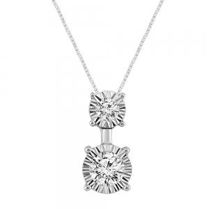 0.52CT. T.W. DIAMOND 2-STONE  ILLUSION PENDANT IN 14K GOLD