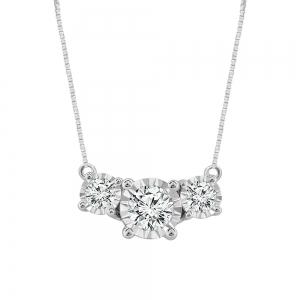 0.26CT. T.W. DIAMOND 3-STONE ILLUSION FANCY NECKLACE IN 14K GOLD