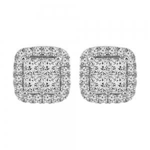 Diani® Princess-cut Halo Earrings - 2 Ct. T.w. in 14K White Gold