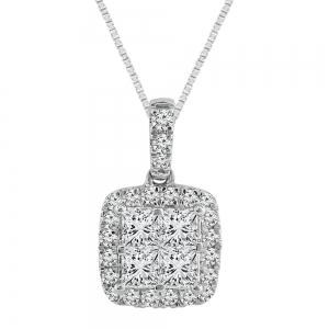 Diani® Princess-cut Halo Pendant - 1.35 Ct. T.w. in 14K White Gold