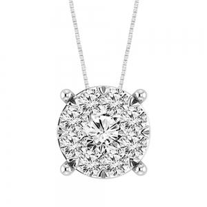 4/5 Ct. T.w. Lab-grown Diamond Cluster Pendant Novello In 14Kt White Gold