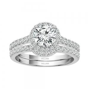 1 Ct. Center & 1.75 Ct. T.w. Lab-grown Diamond Round Brilliant Cut Halo Bridal Set - Novello In 14Kt White Gold