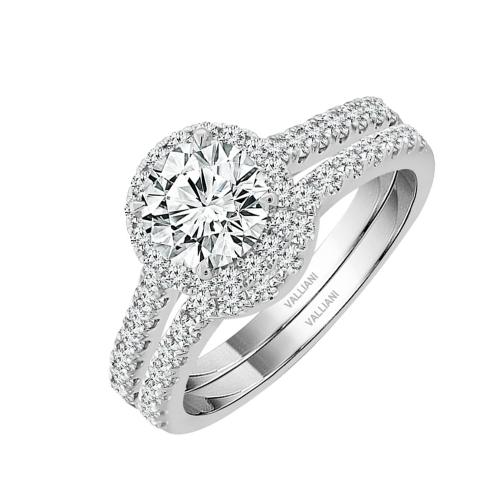 1 Ct. Center & 1.75 Ct. T.w. Lab-grown Diamond Round Brilliant Cut Halo Bridal Set - Novello In 14Kt White Gold