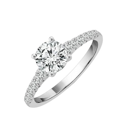 1 Ct. Center & 1.4 Ct. T.w. Lab-grown Diamond Solitaire Ring - Novello In 14Kt White Gold