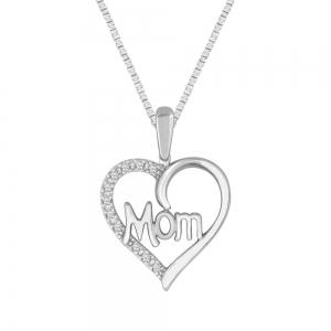 "Novello-Collection"   0.08 Ct. T.W.Special  Labgrown Diamond Mom Heart Pendant in 10K Gold