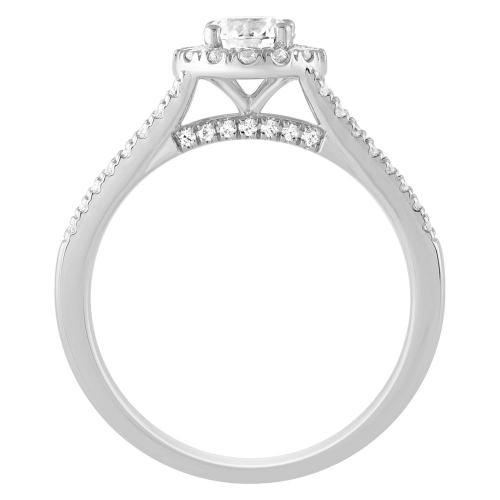 "Novello-Collection" 0.50 CT. CENTER AND 1.00 CT. T.W. LABGROWN ROUND HALO SPLITSHANK SET IN 14K GOLD