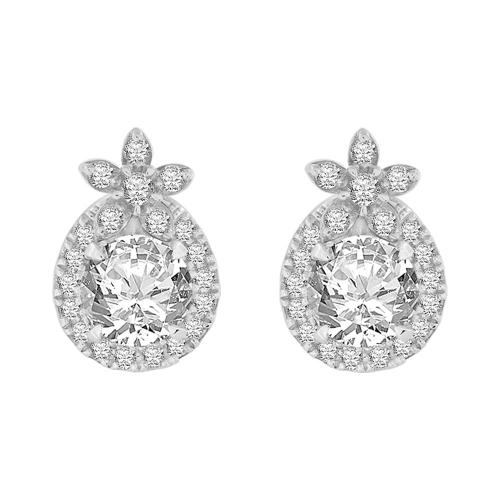 1.25 Ct. T.w. Lab-grown Diamond Round Flower Halo Earrings - Novello In 14Kt White Gold