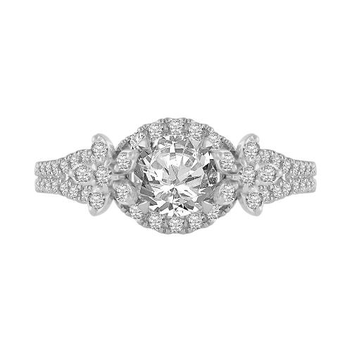 3/4 Ct. Center & 1.2 Ct. T.w. Lab-grown Diamond Crown Engagement Ring - Novello In 14Kt White Gold
