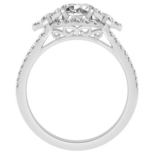 3/4 Ct. Center & 1.2 Ct. T.w. Lab-grown Diamond Crown Engagement Ring - Novello In 14Kt White Gold