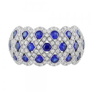Diamond & Sapphire Lattice Ring - 0.65 Ct. T.w. in 14K White Gold