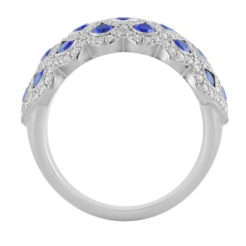 Diamond & Sapphire Lattice Ring - 0.65 Ct. T.w. in 14K White Gold