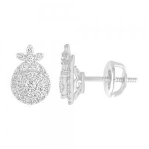 1/2 Ct. T.w. Lab-grown Diamond Round Flower Stud Earrings - Novello In 14Kt White Gold