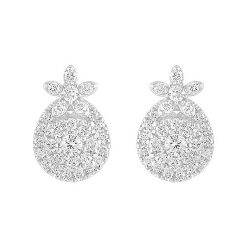 1/2 Ct. T.w. Lab-grown Diamond Round Flower Stud Earrings - Novello In 14Kt White Gold