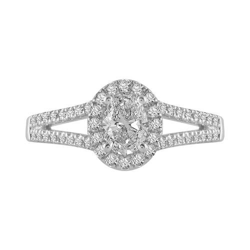 Diani® Brilliant-cut Oval Halo Bridal Ring Set - 1 Ct. T.w. in 14K White Gold