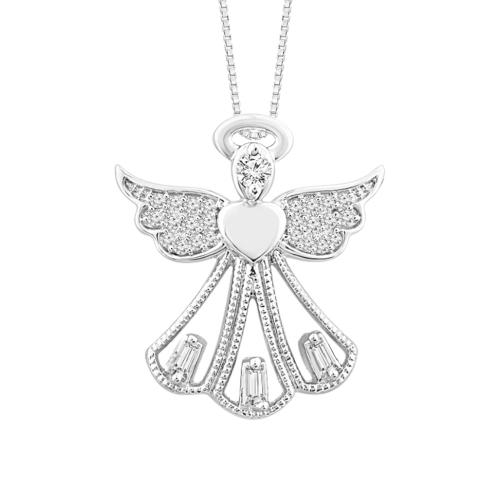 Bella by Ovani® Heart of an Angel Round and Marquise Diamond Pendant 0.11 Ct. T.w. in 14K White Gold