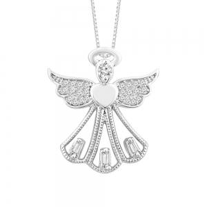 Bella by Ovani® Heart of an Angel Round and Marquise Diamond Pendant 0.11 Ct. T.w. in 14K White Gold