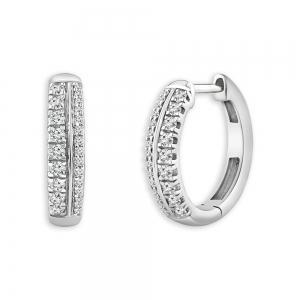 Bella By Ovani® Lab-grown Diamonds 2-row Huggie Hoops 0.30 Ct. T.w. - In 14k White Gold
