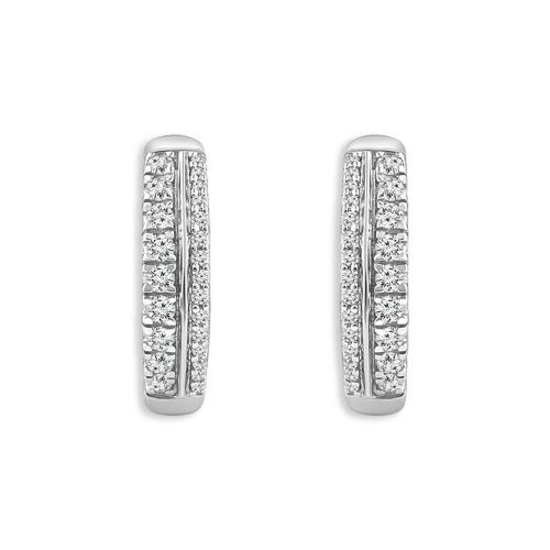 Bella By Ovani® Lab-grown Diamonds 2-row Huggie Hoops 0.30 Ct. T.w. - In 14k White Gold