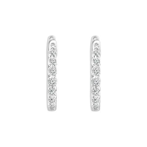 0.15 Ct. T.w. Lab-grown Diamond Round Huggie Hoop Earrings - Novello In 14kt White Gold