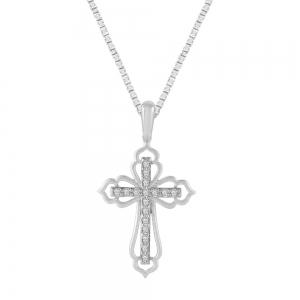 Novello Lab-grown Diamonds Cross Pendant 0.16 Ct. T.w. in 10K White Gold