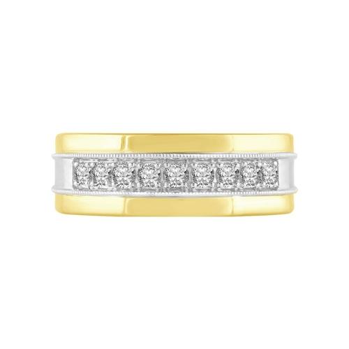 Novello Lab-grown Diamonds 9-Stone Princess-Cut Milgrain Men's Fashion Ring 0.50 Ct. T.w. in 14K Yellow White Gold