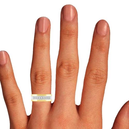 Novello Lab-grown Diamonds 9-Stone Princess-Cut Milgrain Men's Fashion Ring 0.50 Ct. T.w. in 14K Yellow White Gold