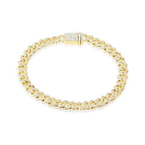 3.5 Ct. T.w. Lab-grown Single Row Cuban Men's Bracelet - Novello In 10Kt Yellow Gold