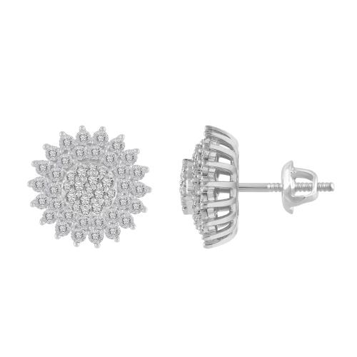 Diani® Flower Cluster Screw Studs - 0.50 Ct. T.w. in 14K White Gold