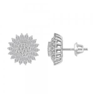 Diani® Flower Cluster Screw Studs - 0.50 Ct. T.w. in 14K White Gold