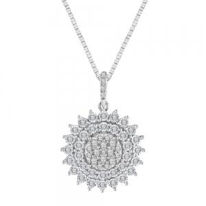 Diani® Flower Cluster Pendant - 0.50 Ct. T.w. in 14K White Gold