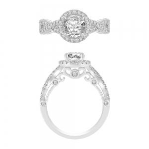 "Novello-Collection" 1.00 CT. CENTER AND 1.50 CT. T.W. LABGROWN DIAMOND ROUND CNTR INFINITY HALO BRIDAL RING IN 14K GOLD