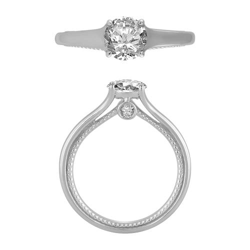"Novello-Collection" 1.00 CT. CENTER AND 1.15 CT. T.W. LABGROWN DIAMOND RBC CNTR BRIDAL RING IN 14K GOLD