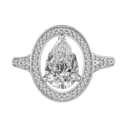 "Novello-Collection" 2.00 CT. CENTER AND 2.85 CT. T.W. LABGROWN DIAMOND PEAR HALO BRIDAL RING IN 14K GOLD