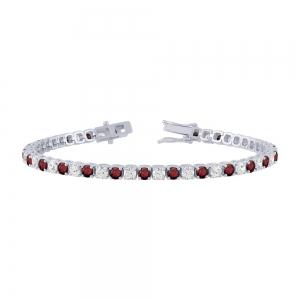 Ruby and Diamond Tennis Bracelet - 3.50 Ct. T.w. in 10K White Gold