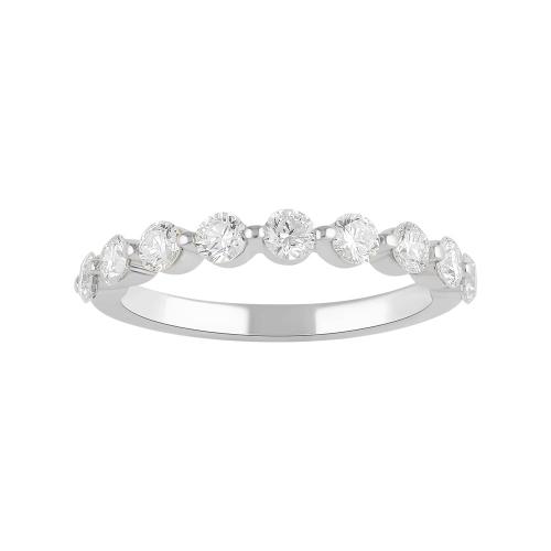 0.6 Ct. T.w. Lab-grown Diamond Round 9-stone Prong Set Wedding Band - Novello In 10Kt White Gold