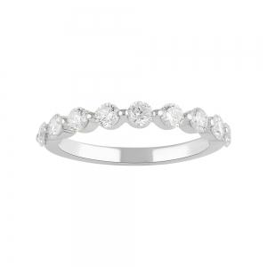 0.6 Ct. T.w. Lab-grown Diamond Round 9-stone Prong Set Wedding Band - Novello In 10Kt White Gold