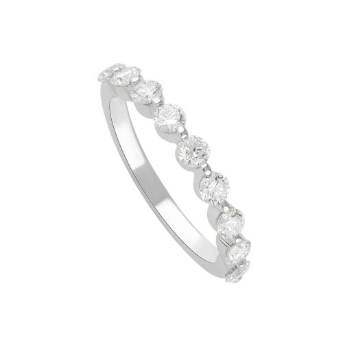 0.6 Ct. T.w. Lab-grown Diamond Round 9-stone Prong Set Wedding Band - Novello In 10Kt White Gold