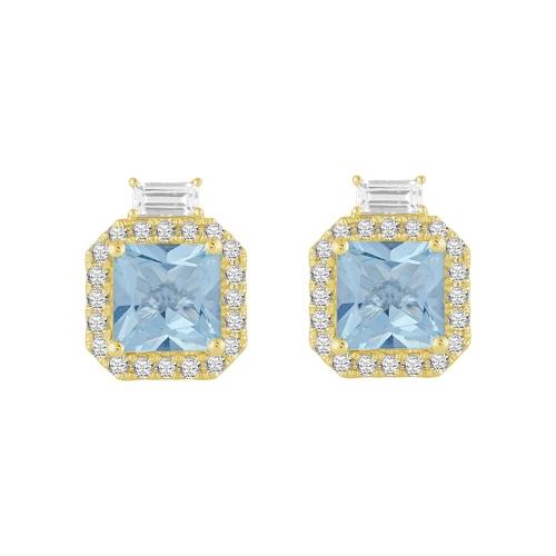 2.75 Ct. Aquamarine and 0.30 Ct. Sapphire Diamond  Earrings (0.05 Ct. T.W.)