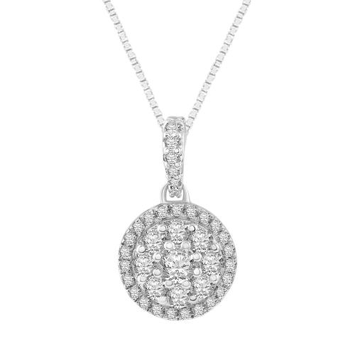 Ultimate Value® Lab-grown Diamonds Round Cluster Halo Pendant - 0.55 Ct. T.w. in 10K White Gold