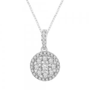 Ultimate Value® Lab-grown Diamonds Round Cluster Halo Pendant - 0.55 Ct. T.w. in 10K White Gold