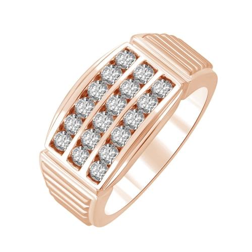 Ultimate Value® Lab-grown Diamonds 3-Row Channel-set with Ribbed Shoulders Men's Fashion Ring - 0.50 Ct. T.w. in 10K Rose Gold