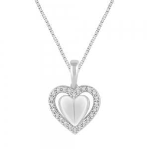 Novello Lab-grown Diamonds Shimmer Halo Heart Pendant - 0.10 Ct. T.w. in 10K White Gold