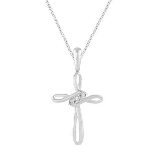 0.05 Ct. T.w. Lab-grown Diamond Knotted Cross Pendant - Novello In 10Kt White Gold