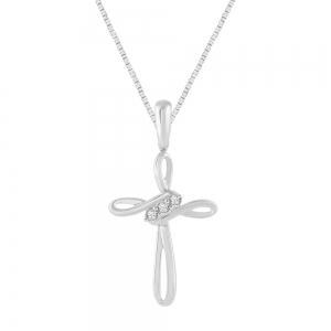 0.05 Ct. T.w. Lab-grown Diamond Knotted Cross Pendant - Novello In 10Kt White Gold