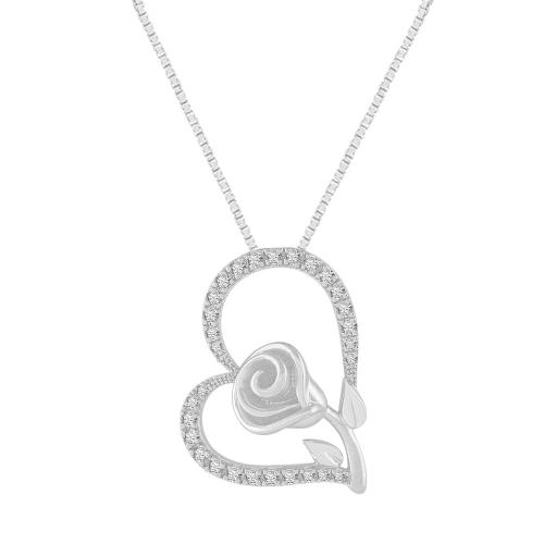 1/2 Ct. T.w. Lab-grown Diamond Heart White Pendant Novello In 10Kt White Gold