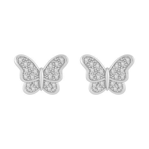 Novello 20 Diamonds Butterfly Screw Studs - 0.16 Ct. T.w. in 10K White Gold