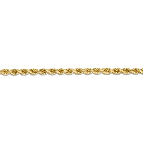 22 inch 3.5 mm Diamond Cut Solid Rope Chain Necklace In 14Kt Yellow Gold
