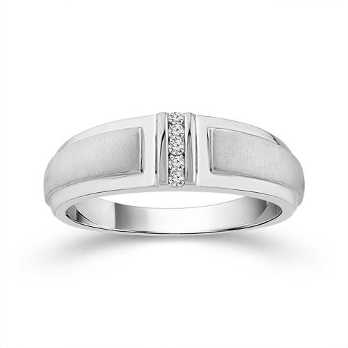 0.06 Ct. T.w. Diamond 5-stone Satin Finish Men Ring In 10Kt White Gold